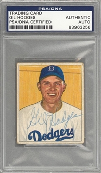 1950 Bowman #112 Gil Hodges Signed Card (PSA/DNA & JSA)